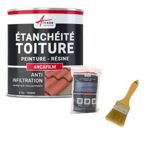 Kit Réparation Et étanchéité Tuile Et Toiture - Arcafilm Pack Brun - 0.75 L (jusqu'à 0.5 M²) - Arcane Industries