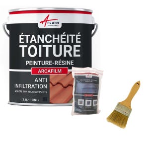 Kit Réparation Et étanchéité Tuile Et Toiture - Arcafilm Pack Ardoise - 2.5 L (jusqu'à 1.5 M²) - Arcane Industries