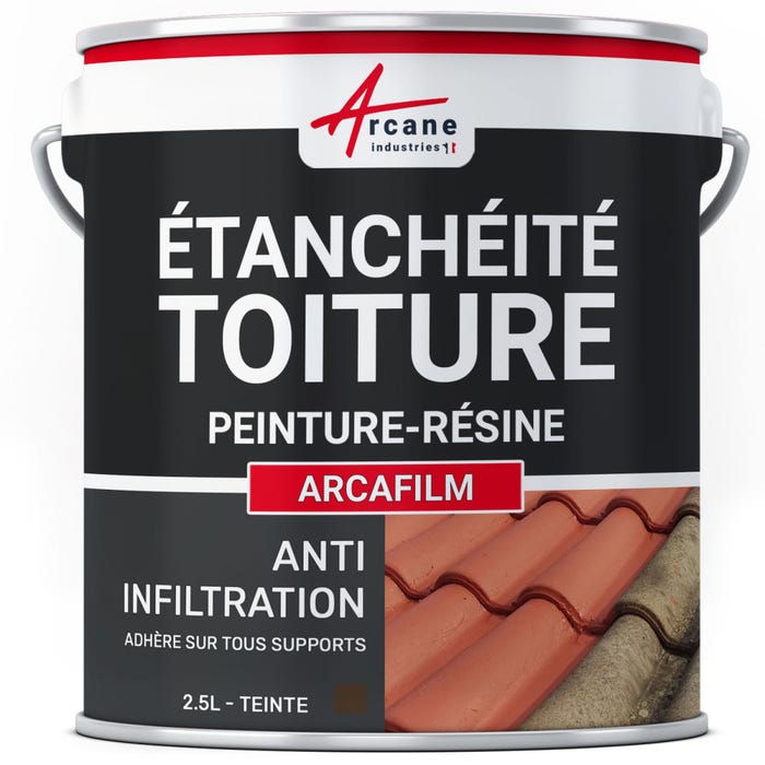 Résine Étanchéité Coloré - Revêtement pour Toiture et Tuile : ARCAFILM Brun - 2.5 L-ARCANE INDUSTRIES