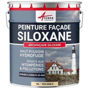 Peinture Facade Siloxane Hydrofuge - ARCAFACADE SILOXANE - 10 L (+ ou - 60 m² en 1 couche) - Ton Sable - RAL 085 90 20 - ARCANE INDUSTRIES