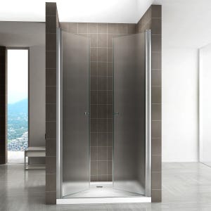 GINA Porte de douche H 185 cm Largeur Réglable 128 à 132 cm verre opaque