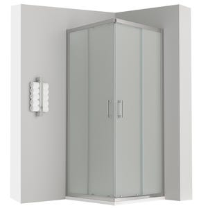 LANA Cabine de douche porte coulissante H 185 cm verre opaque 70 x 70 cm