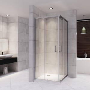 LANA Cabine de douche porte coulissante H 190 cm verre transparent 70 x 80 cm