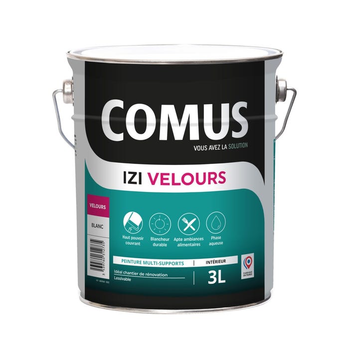 IZI'VELOURS 3L - Peinture acrylique d'aspect velours en phase aqueuse - COMUS