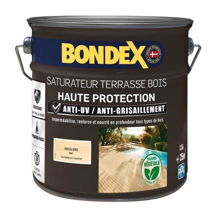 Saturateur pour bois protection extreme terrasse et caillebotis incolore 2,5L Bondex