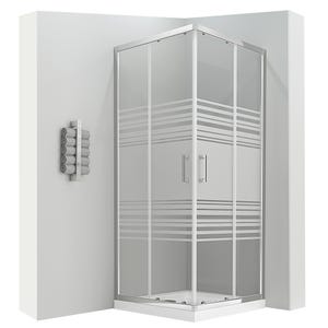 LANA Cabine de douche porte coulissante H 185 cm verre semi-opaque 80 x 90 cm