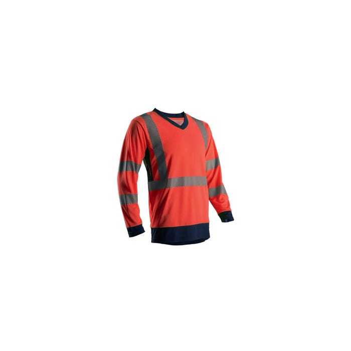 T-shirt HV manches longues Suno rouge et marine - Coverguard - Taille 2XL
