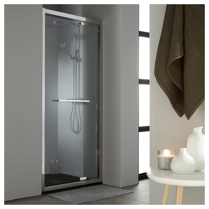 Porte de douche pivotante 100 cm en inox chromé