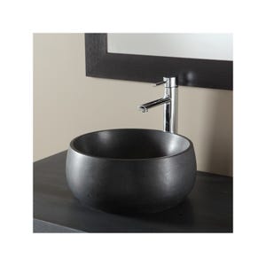 Vasque à poser bol en pierre noire absolue et forme de bol
