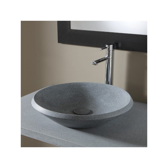Vasque à poser ronde et plate en pierre