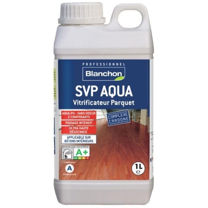 Vitrificateur parquet SVP Aqua-polyuréthane, trafic intense, kit de 2 composants 4,5l et 0,5l finition bois brut