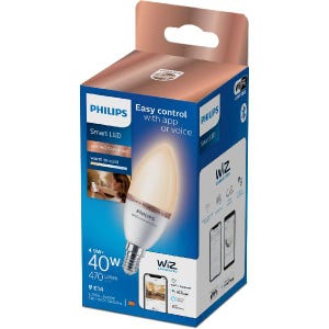 Ampoule LED bougie connectée PHILIPS - WIZ - EyeComfort - dimmable - 4,9W - 470 lumens - E14 - 93207