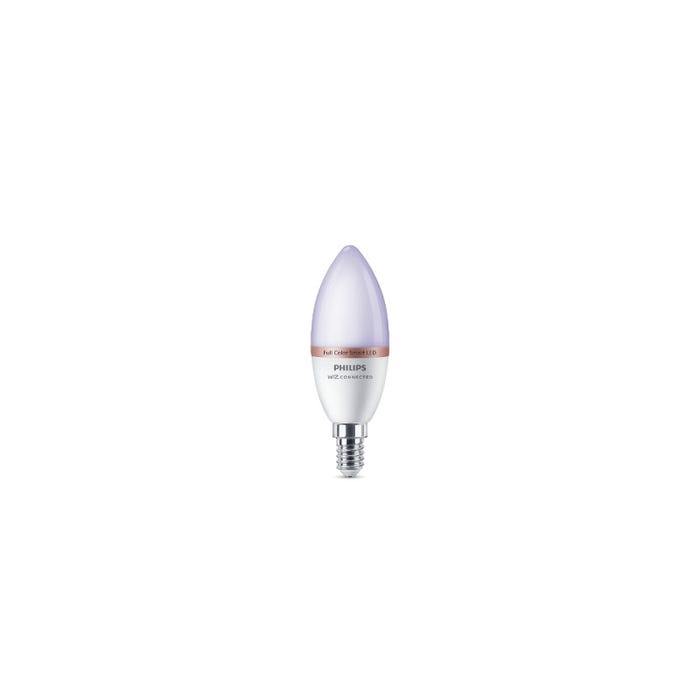 Ampoule LED bougie connectée PHILIPS - WIZ - EyeComfort - multicolore - 4,9W - 470 lumens - E14 - 93208