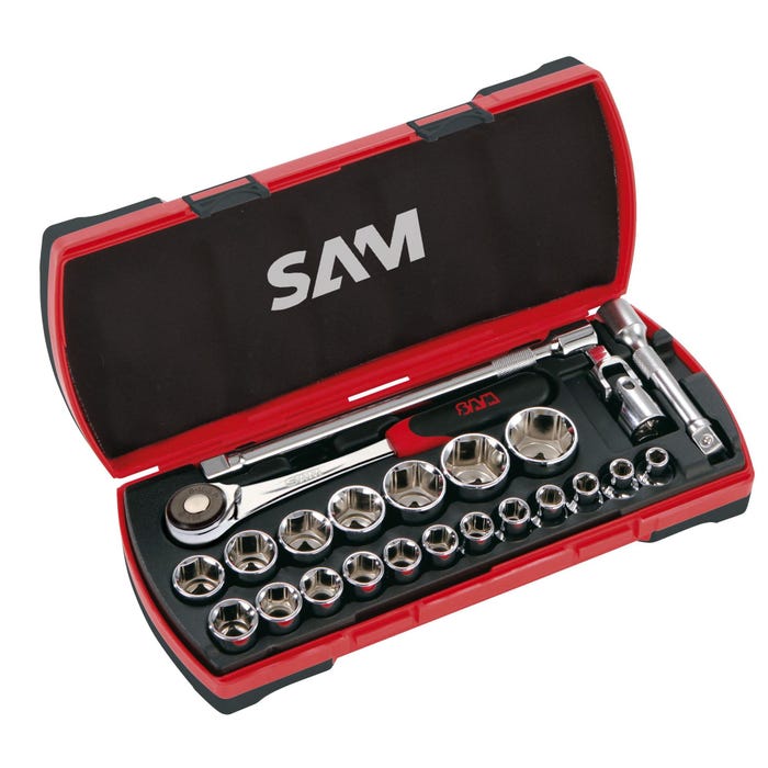Coffret de douilles et accessoires 1/2'' - 23 outils - SAM OUTILLAGE - 75-SH23Z