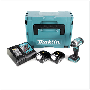 Makita DTD 154 RMJ 18 V Li-Ion Visseuse à chocs sans fil avec boîtier MakPac + 2x Batteries BL1840 4,0 Ah + Chargeur rapide DC18RC
