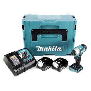 Makita DTD 155 RMJ Visseuse à percussion sans fil 18 V Brushless + Coffret de transport MAKPAC + 2x Batteries BL1840 4,0 Ah + Chargeur DC 18 RC