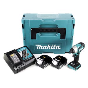 Makita DTD 155 RFJ Visseuse à percussion sans fil 18 V Brushless + Coffret de transport MAKPAC + 2x Batteries BL1830 3,0 Ah + Chargeur DC 18 RC