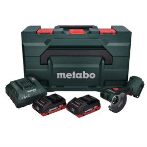 Metabo Meuleuse d'angle sans fil CC 18 LTX Brushless + 2x Batteries 4,0Ah + Chargeur + Coffret de transport MetaLoc