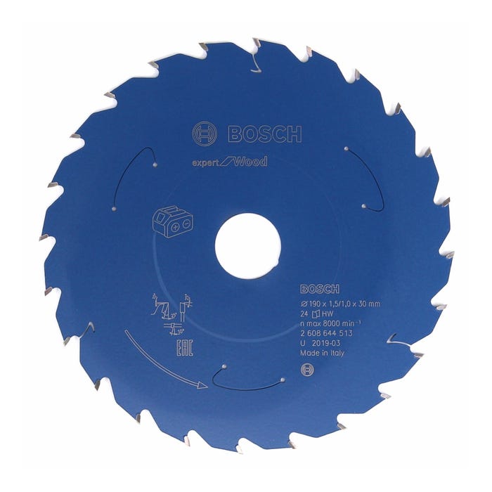Bosch Lame de scie circulaire Expert for Wood 190 x 1,0 x 30 mm - 24 dents pour bois ( 2608644513 )