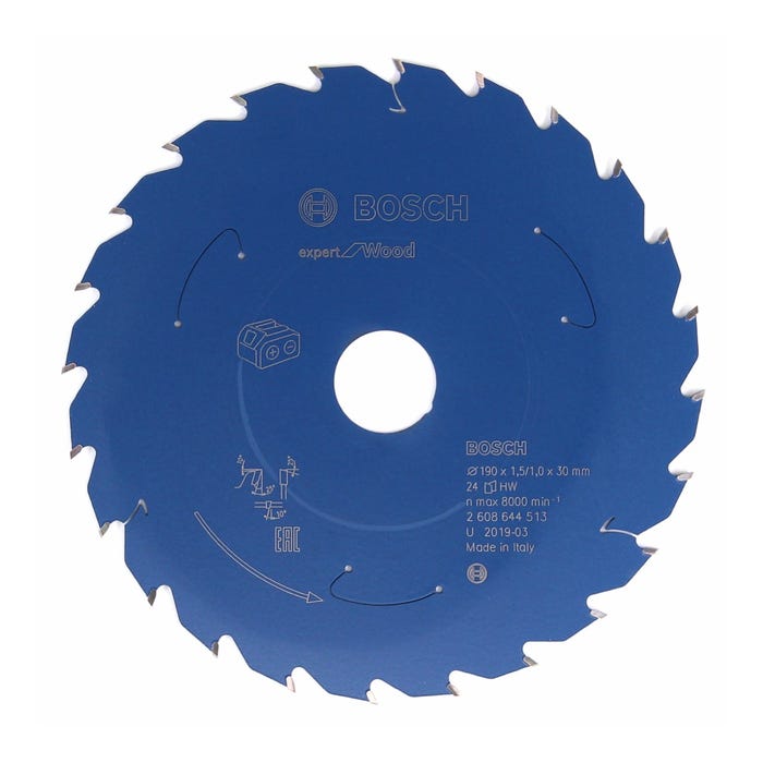 Bosch Lame de scie circulaire Expert for Wood 190 x 1,0 x 30 mm - 24 dents pour bois ( 2608644513 )