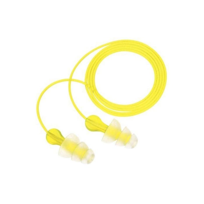 100 paires de bouchons d'oreilles réutilisables Tri-Flange 29db avec cordon