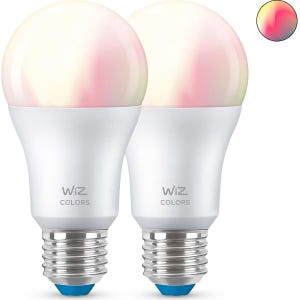 Pack 2 Ampoules LED Intelligentes WiFi + Bluetooth E27 806 lm A60 RGB+CCT Dimmable WIZ 4.9W RGBCCT