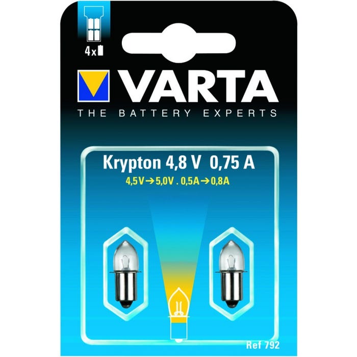 Varta - 2 Ampoules 4.8v 0.75a Krypton Culot Lisse Varta