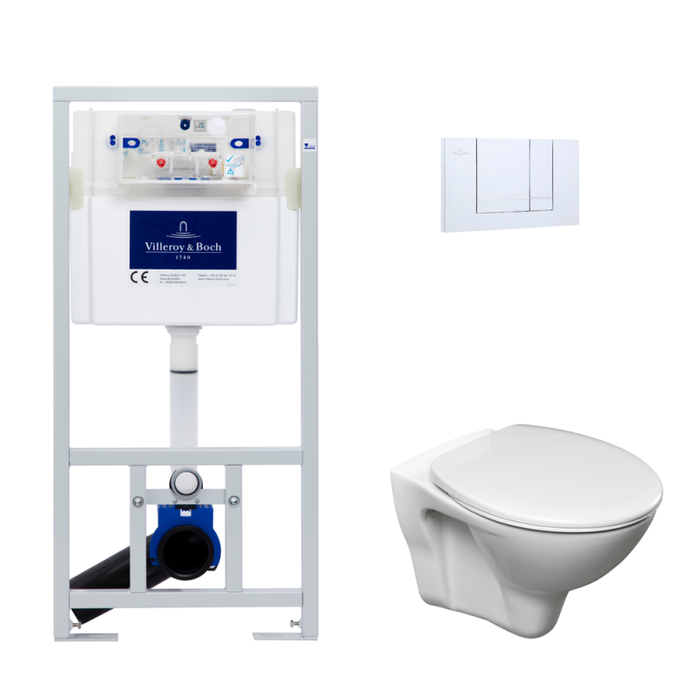 Villeroy & Boch Pack WC Bâti-support Viconnect + WC Cersanit S-line Pro + Abattant + Plaque chrome (ViConnectS-LinePro-1)