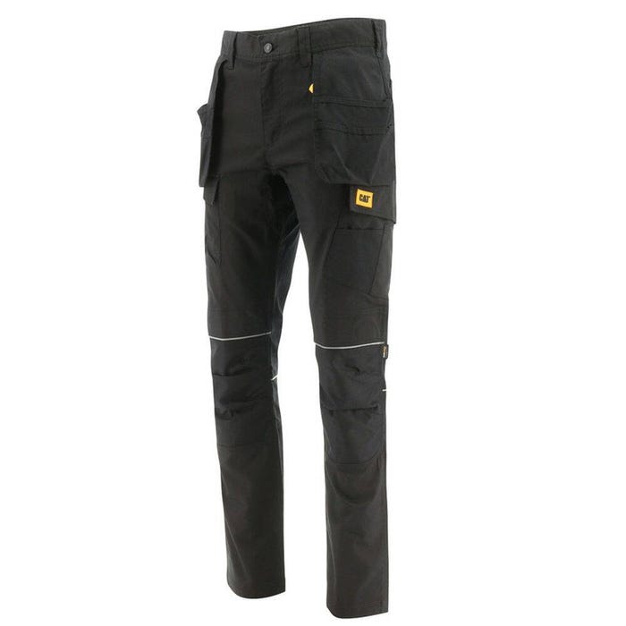 Pantalon de travail avec poches genouillères stretch imperméable Caterpillar TRADE HOLISTER Noir 48
