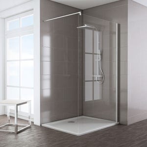 Schulte paroi de douche à l'italienne, 140 x 200 cm, verre 8 mm, Walk In, profilé aspect chromé, Espace 8 T