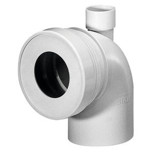 Coude de branchement WC en PVC - Ø 100 mm - avec prise d'aération - Femelle