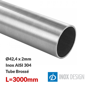 Tube 42,4x2mm, inox 304, Longueur 3000mm
