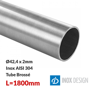 Tube 42,4x2mm, inox 304, Longueur 1800mm