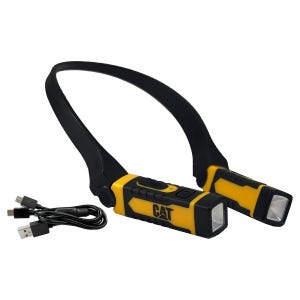 Lampe de cou rechargeable Caterpillar 300 Lumens Chargeur USB Portée 25 m Etanche IPX6
