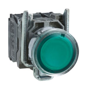 bouton poussoir lumineux - affleurant - 1no + 1nf - vert - 230v - schneider xb4bw33m5