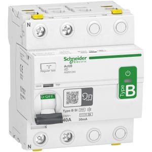 interrupteur différentiel - iid - 1p+n - 40a - 30 ma - type b - schneider electric a9z61240