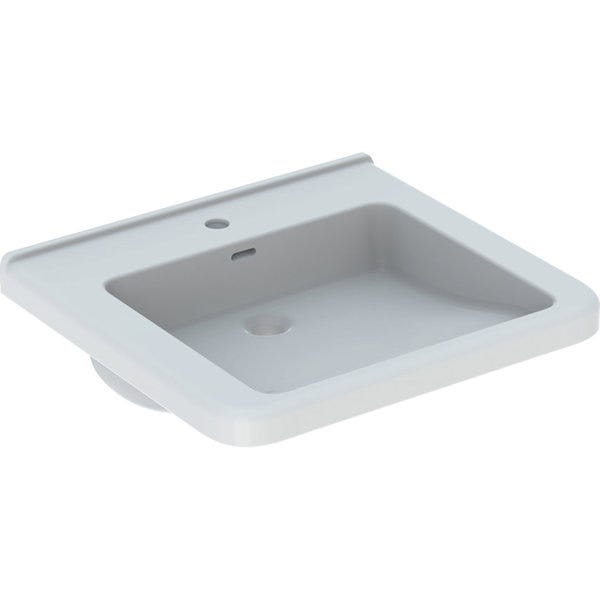 Keramag Renova Nr. 1 Comfort, lavabo avec encastrement, 600x550 mm, avec percement pour robinetterie, avec trop-plein, blanc, 128660, Coloris: Blanc