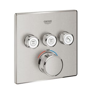 GROHE Thermostatique GROTHERM SMART CONTROL 3 sorties Supersteel 29126DCO