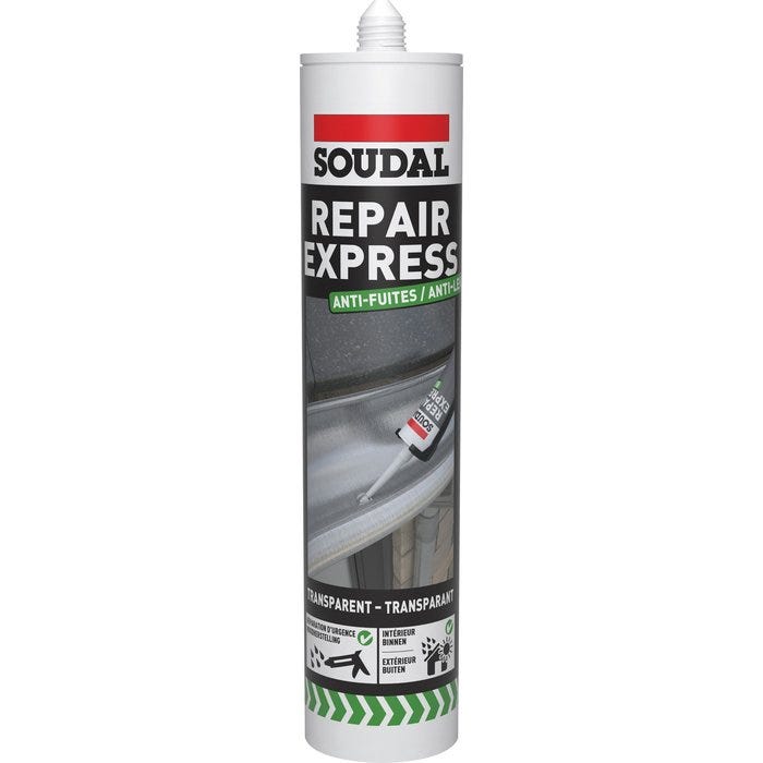Mastic anti-fuites - Repair express - Transparent - 290 ml - Soudal