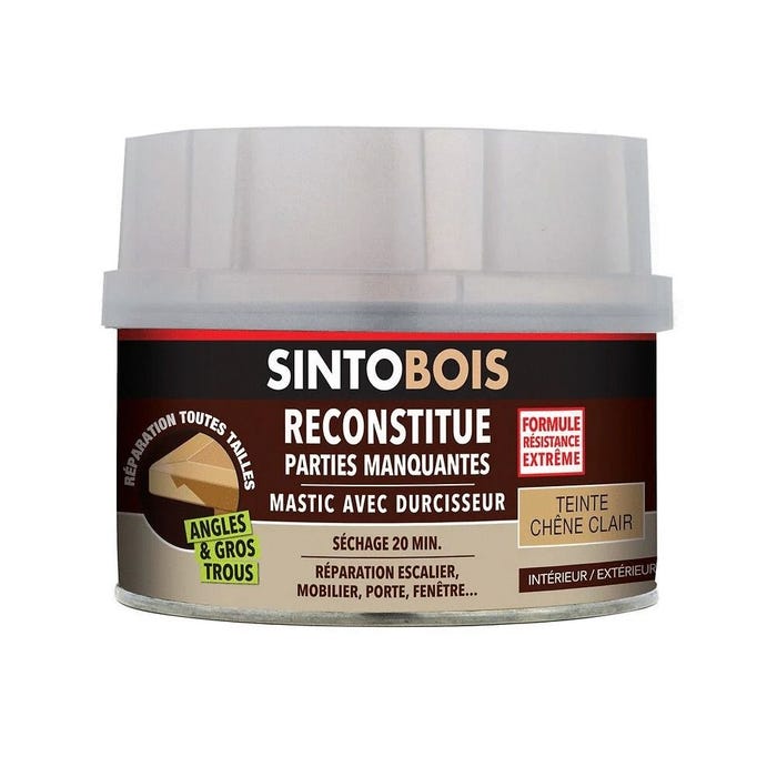Mastic sans styrène SINTOBOIS chêne clair 550g + 30g - SINTO - 33751