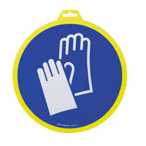 Panneau de signalisation port des gants de protection obligatoire Diamètre 30 cm - Novap