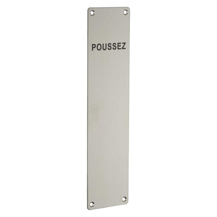 Plaque "Poussez" inox 304 - 75 x 300 mm