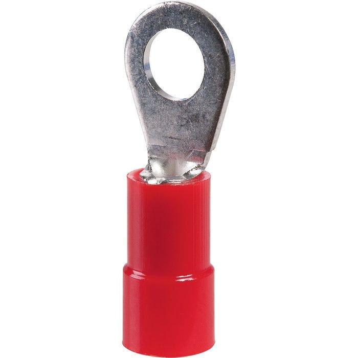 Cosses PVC rouge à anneau prés-isolée à sertir - Ø tête 8 x 4,2 mm - Section 0,5 - 1,5 mm² - Vendu par 100 - Klauke