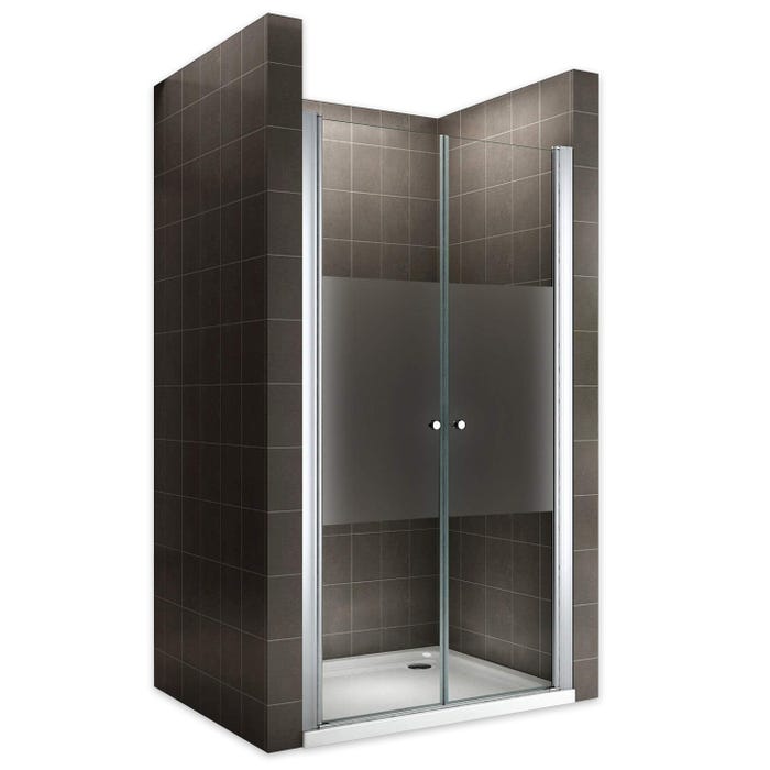 GINA Porte de douche H 185 cm Largeur Réglable 76 à 80 cm verre semi-opaque