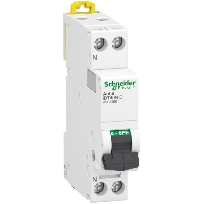 disjoncteur - schneider acti9 idt40n - 2 pôles - 1a - type d - 10 ka - schneider electric a9p34601
