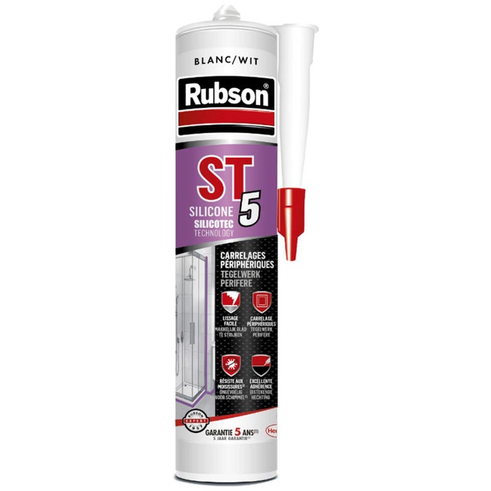 RUBSON Mastic ST5 sanitaire multi-usages (cartouche 300 ml) - Cartouche de 300 ml - Multi usage - NOIR