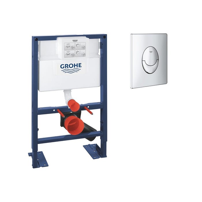 GROHE - Bâti support pour wc hauteur réduite Rapid SL, 0.82 m + plaque de commande chromée