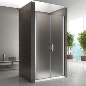 KAYA Porte de douche H 180 largeur réglable 74 à 77 cm verre opaque