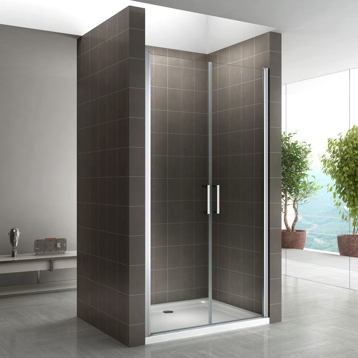 KAYA Porte de douche H 180 largeur réglable 83 à 86 cm verre transparent