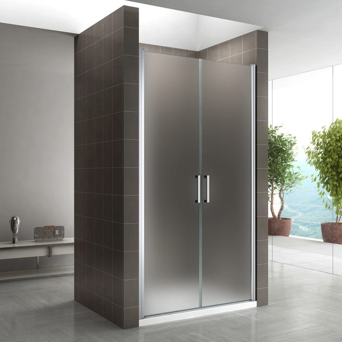 KAYA Porte de douche H 180 largeur réglable 80 à 83 cm verre opaque